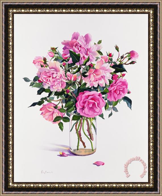 Christopher Ryland Roses In A Glass Jar Framed Painting