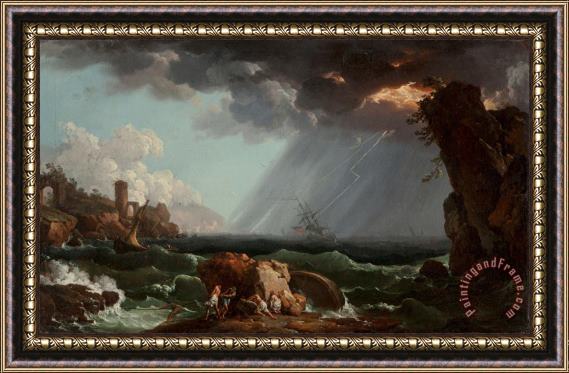 Claude Joseph Vernet A Shipwreck in a Violent Storm Framed Painting
