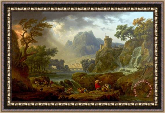 Claude Joseph Vernet Mountain Landscape with Approaching Storm Framed Print