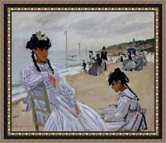 Claude Monet On the Beach at Trouville Framed Print