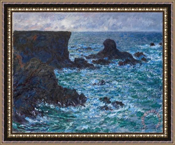 Claude Monet Rocks at Port Coton the Lion Rock Framed Painting