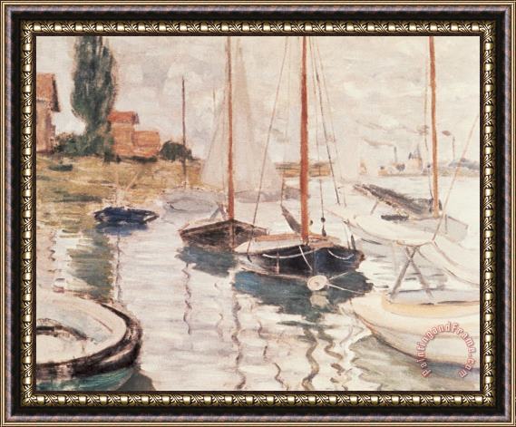Claude Monet Sailboats on the Seine Framed Painting