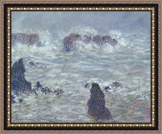 Claude Monet Storm off the Coast of Belle Ile Framed Painting