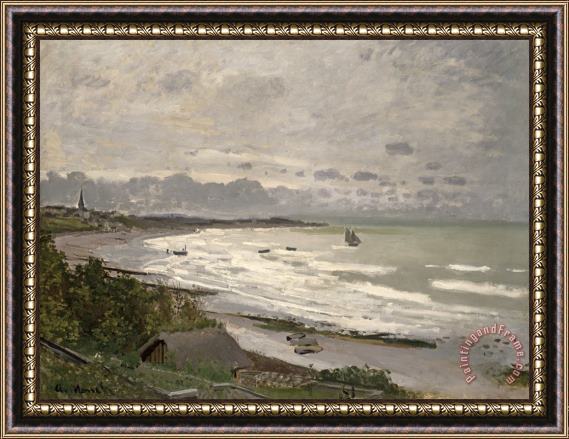 Claude Monet The Beach at Sainte Adresse Framed Painting