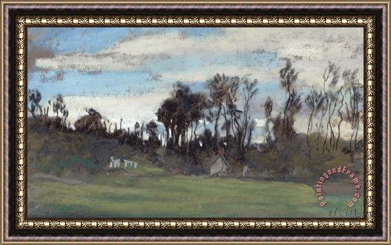 Claude Monet The Meadow lined with trees Framed Painting