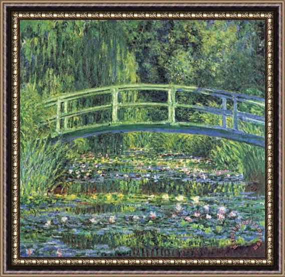 Claude Monet Waterlilies And Japanese Bridge Framed Painting