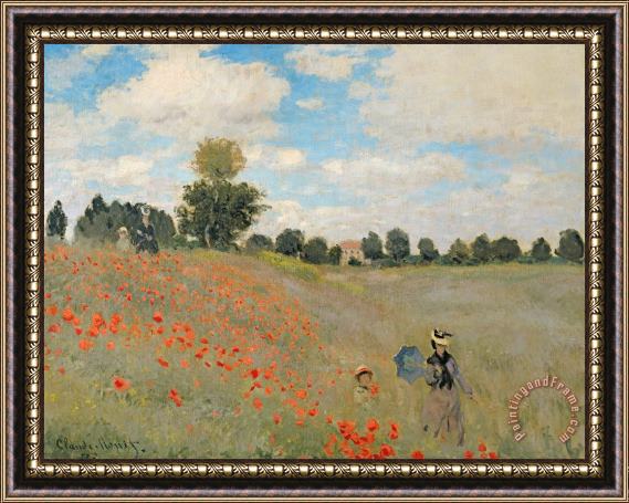 Claude Monet Wild Poppies near Argenteuil Framed Painting