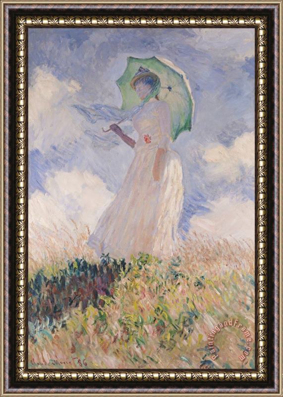 Claude Monet Woman With Parasol Turned To The Left Framed Print