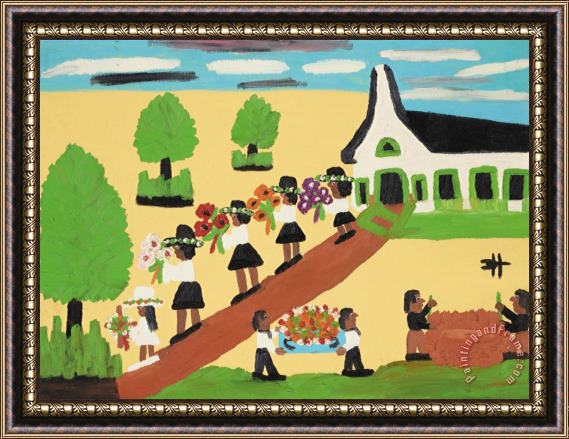 Clementine Hunter Funeral, Early 1970s Framed Painting