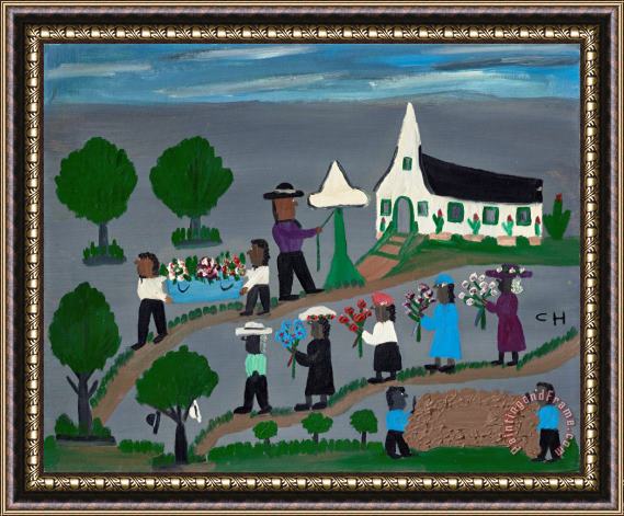 Clementine Hunter Funeral Procession Framed Painting