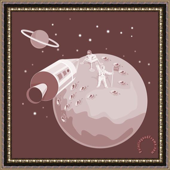 Collection 10 Astronaut Landing On Moon retro Framed Painting