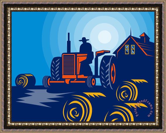 Collection 10 Farmer driving vintage tractor Framed Print
