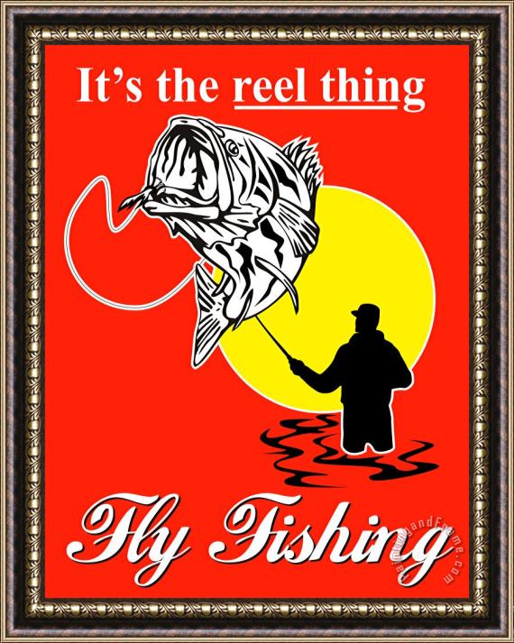 Collection 10 Fly Fisherman catching largemouth bass Framed Print