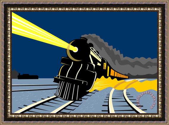 Collection 10 Steam Train Night Framed Print