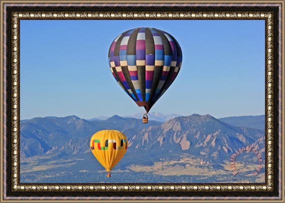 Collection 14 2 Balloons Flying Over the Flatirons Framed Painting