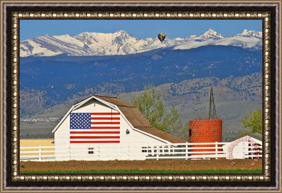 Collection 14 Balloon Barn and Mountains Framed Print