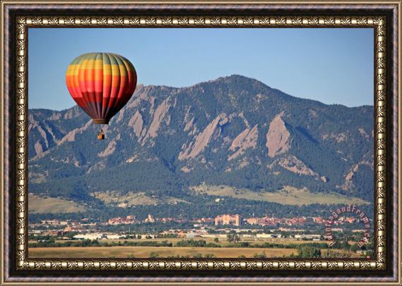 Collection 14 Balloon Over Flatirons and CU Framed Painting