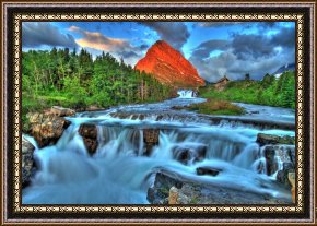 The Waterfall Framed Paintings - Clouds and Waterfalls by Collection 14