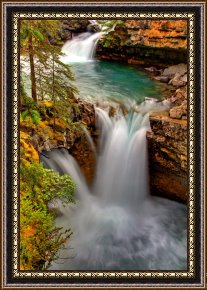 The Waterfall Framed Paintings - Waterfall Canyon by Collection 14