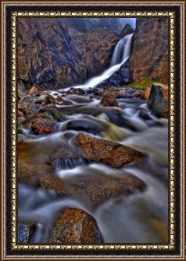 The Waterfall Framed Paintings - Waterfall Canyon Vertical by Collection 14