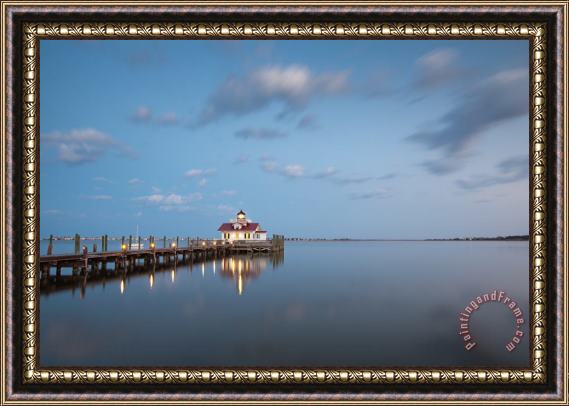 Collection 3 Roanoke Marshes OBX Lighthouse Blue Hour Dusk Framed Print