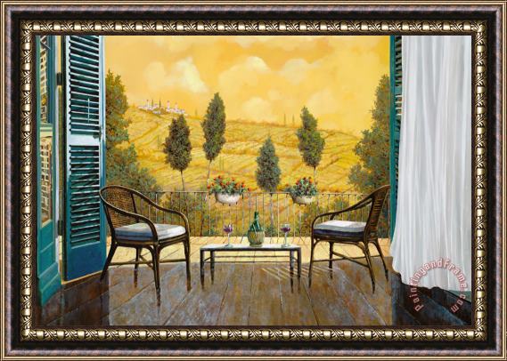 Collection 7 due bicchieri di Chianti Framed Painting