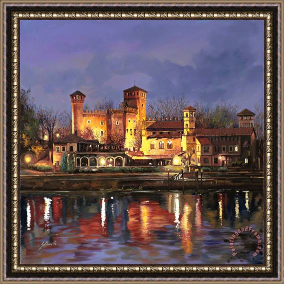 Collection 7 Torino-il borgo medioevale di notte Framed Painting