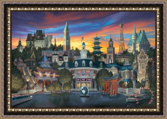 Collection Disney Greg Mccullough - 2018 Festival of The Art Sunset Lagoon Framed Painting
