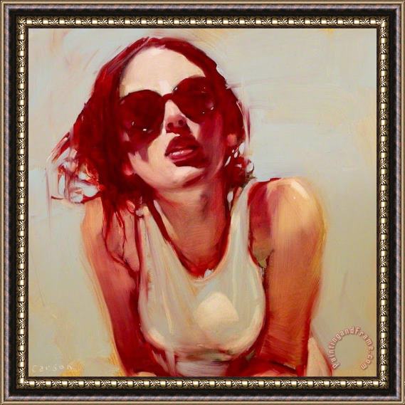 Collection Girl with Sunglasses Red Framed Painting