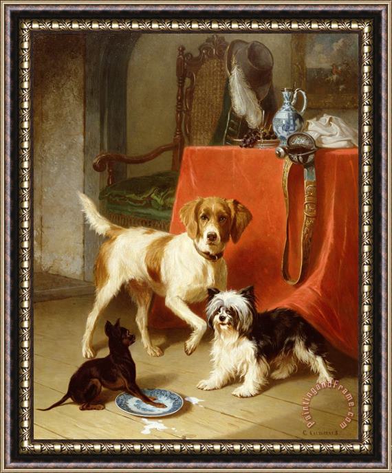 Conradyn Cunaeus Three dogs Framed Painting
