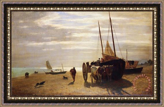 Constant Troyon Beach at Trouville Framed Painting