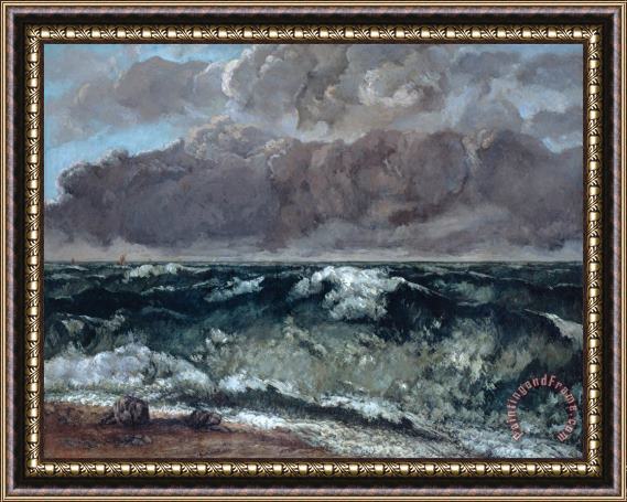 Courbet, Gustave La Vague Framed Painting