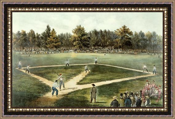 Currier and Ives The American National Game of Baseball Grand Match at Elysian Fields Framed Print