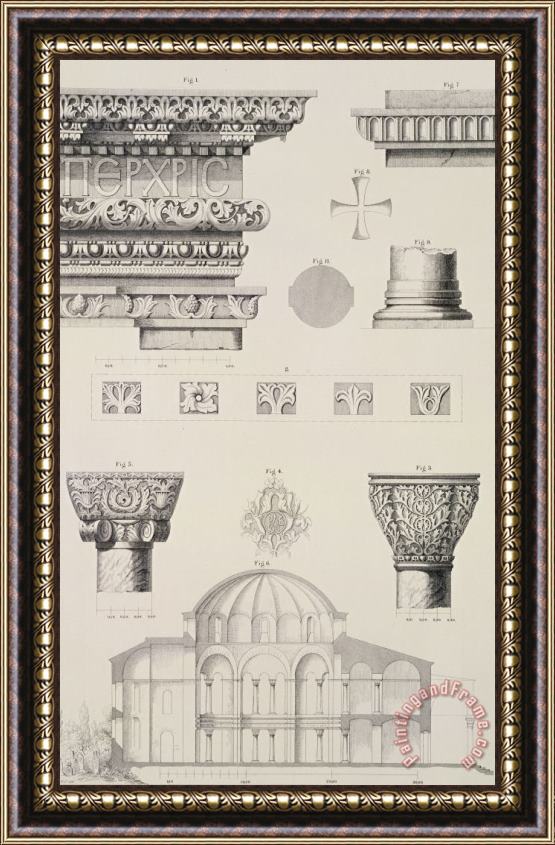 D Pulgher Cross Section And Architectural Details Of Kutciuk Aja Sophia The Church Of Sergius And Bacchus Framed Print