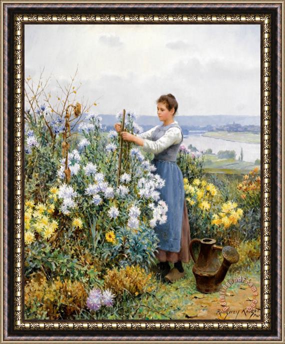 Daniel Ridgway Knight Chrysanthemums Framed Painting