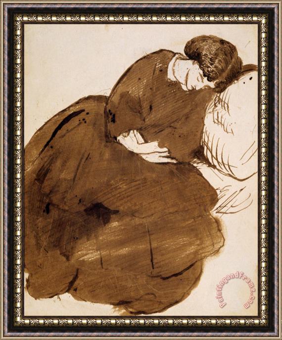 Dante Gabriel Rossetti Portrait of Jane Morris Asleep on a Sofa Framed Print