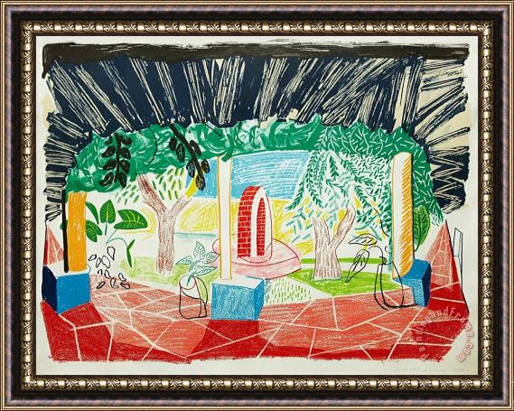 David Hockney Views of Hotel Well I, From Moving Focus Series, 1985 Framed Painting