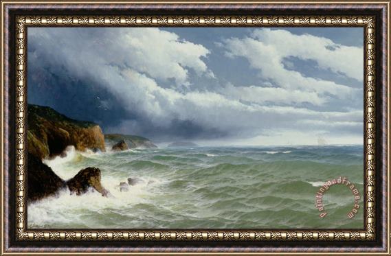 David James Shipping in Open Seas Framed Painting