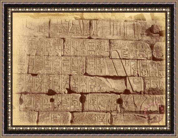 Despoineta (close Up View of Hieroglyphic Inscriptions And Sculptures (list of The Defeated Nations), Karnak) Framed Painting