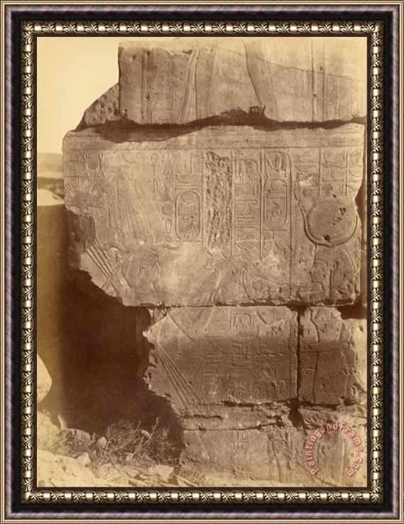 Despoineta (close Up View of Hieroglyphic Inscriptions And Sculptures, Karnak) Framed Painting
