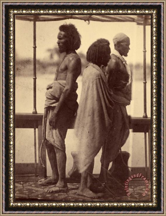 Despoineta (portrait of Three Native Men Standing in Profile) Framed Print