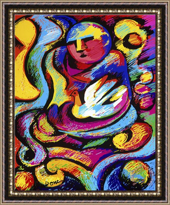 Diana Ong Buddha And Dove Framed Painting