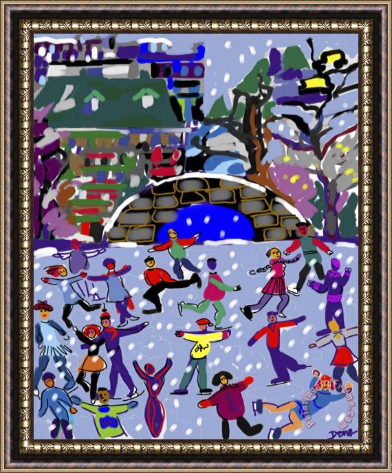 Diana Ong Ice Skaters II Framed Painting