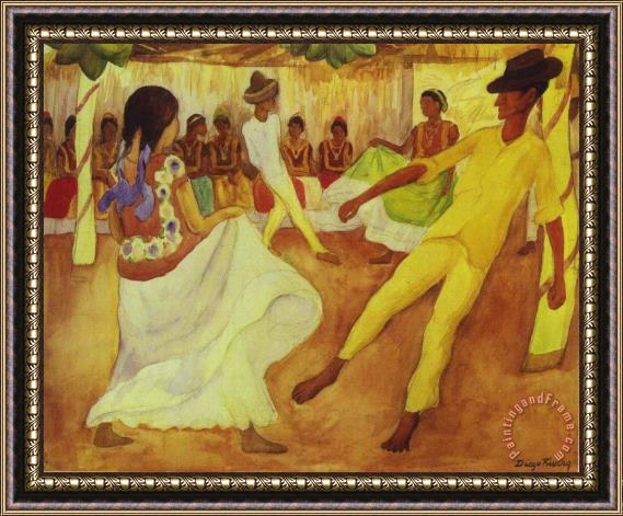 Diego Rivera Baile En Tehauntepec Framed Painting