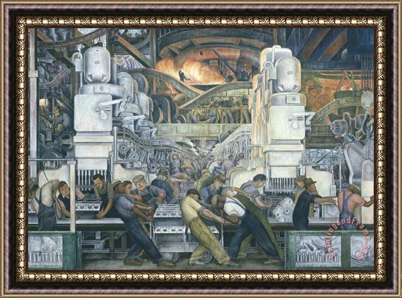 Diego Rivera Detroit Industry, North Wall (detail, Center Panel) Framed Print