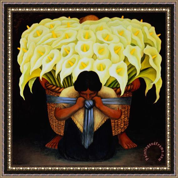 Diego Rivera Flower Seller Framed Painting