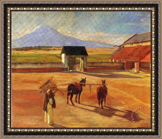 Diego Rivera La Era The Threshing Floor 1904 Oil on Canvas 1904 Framed Print