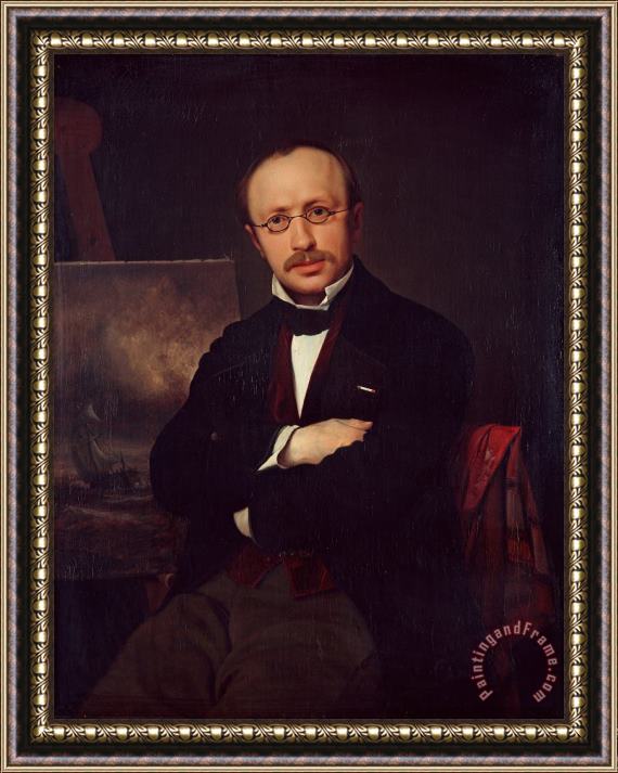 Ditlev Blunck Portrait of The Painter Anton Melbye Framed Painting