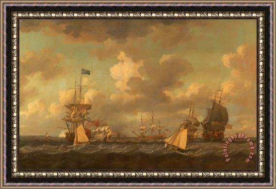 Dominic Serres English Ships Coming to Anchor in a Fresh Breeze Framed Painting