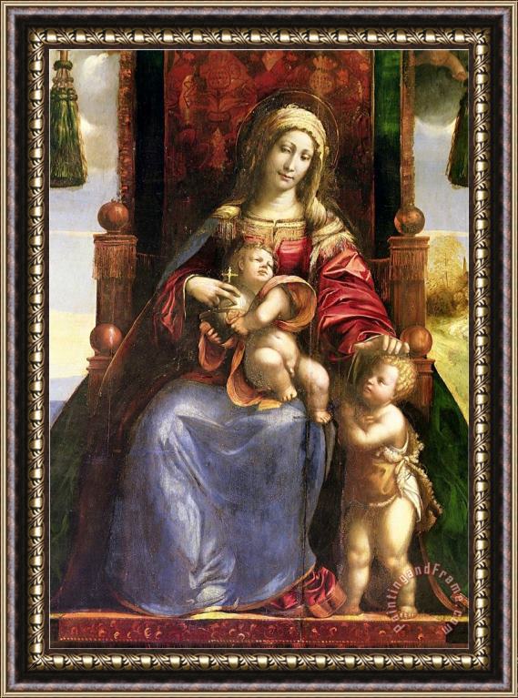 Dosso Dossi Detail of Polyptychon Virgin Child with Infant St John Altarpiece Framed Print